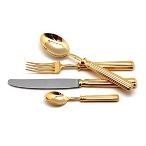 Ensemble de couverts à long manche or ensembles de verrerie polie ensemble de couverts à manche rond en or - Product Image 1