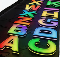 Enseigne LED RGB Contour Lumineuse à Changement de Couleur, Télécommandée et Dimmable, pour Logo de Marque Extérieur de Restaurant