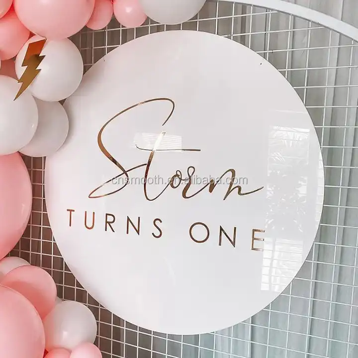 Acrylic Circle Sign 30cm, 45cm, 60cm, 80cm, 90cm, 120cm Wedding Event,  Balloon Arch Sign, Birthday Sign, Event , Hanging Circle Marquee Sign 