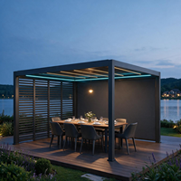 Elektrische Aluminium-Gartenlaube mit Windsensor-Lamellendach, Wasserdichte Sonnenschutz-Pergola für Villa und Balkon