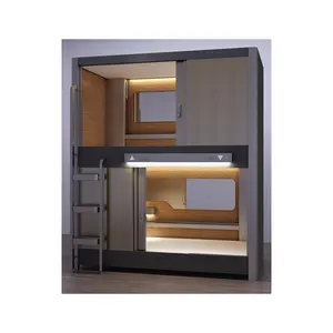 Стальная деревянная двухъярусная кровать, гостиничная спальная каюта, японская металлическая железная современная гостиничная мебель, школьные кровати, 10 комплектов