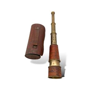 Four Pipe <b>Brass</b> Leather Tapered <b>Telescope</b> Vintage Nautical Lightweight Multipurpose Office Decor Accessories Decorative - Product Image 1