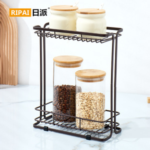 ชั้นวางเครื่องเทศสองชั้น ริปาย ทำจากเหล็กดัด ไม่ต้องเจาะ ใช้จัดเก็บเครื่องปรุงในครัว วางบนเคาน์เตอร์ได้ - Product Image 3