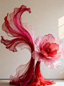 Installation artistique géante en organza pour décor de scène d'entrée de mariage, banquets de fiançailles, vitrines de centres commerciaux - Product Image 6
