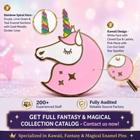 Broche XR Kawaii Licorne en émail souple plaqué or, émail dur scintillant, fantaisie, personnalisée, de collection, en gros