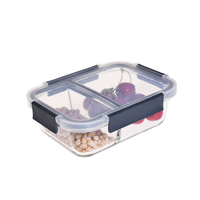 Boîte de préparation de repas hermétique compatible micro-ondes, bento 2/3 compartiments, boîte à lunch en verre borosilicate haute résistance avec séparateur