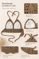 Maillot de bain au crochet pour femmes avec sac de plage assorti, ensemble de bikini de plage d'été 2 pièces
