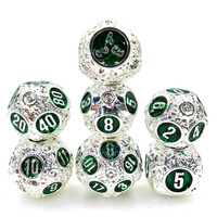 Dadu Logam Mewah 7 Buah Set Polihedral D20 D12 D10 Untuk DND Dungeons Dragons RPG Aksesori Meja Permainan