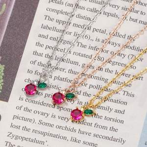 Collar con colgante inspirado en la granja con oro de 18 quilates y collar de joyería de Cottagecore perfecto de circón 3A colorido - Product Image 2