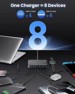 KABBOL 2026 Nuevo Cargador de Escritorio 4C+ 4A USB-C, Cargador GaN de <span class=keywords><strong>200W</strong></span>, Estación de Carga con 8 Puertos, Cargador de Carga Rápida - Product Image 3