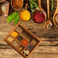 Boîte à épices pour mélange de 12 récipients et cuillère, en bois, pour cuisine, conteneur en bois indien décoratif, M