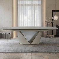 Table à manger moderne sur mesure, luxe léger, pieds en métal, plateau en céramique, verre trempé, pliable, extensible, utilisation hôtelière, grande taille