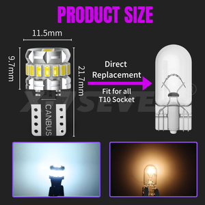 X-7SEVEN T10 LED Ampoules Super Lumineux W5W WY5W 3014 SMD 400Lm Canbus Feux De Stationnement Auto Dôme Lampe Blanc Rouge Ambre Glace Bleu - Product Image 5
