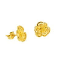Anting-anting bunga berlapis emas grosir dari paduan tembaga untuk wanita, bertekstur matte, ringan, set bunga campuran, vintage, OEM ODM