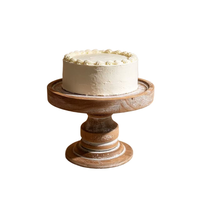 Massief houten, milieuvriendelijke, handgemaakte, hoge fruit- en dessert schaal, taartplateau, presentatie voor afternoon tea snacks, houten serveerplateau