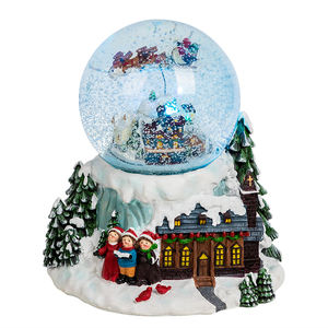 Personalized Custom Made Diy Resin Glass Flying Sleigh Musical <b>Snow</b> <b>Globe</b> With Light <b>Christmas</b> Ornament Navidad - Product Image 1