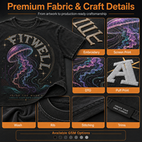 T-shirt en coton surdimensionné pour homme, style streetwear, imprimé méduse en strass, effet délavé vintage, grammage lourd, OEM, vente en gros