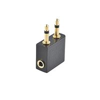 Adaptateur d'avion Jack 3.5mm plaqué or mâle 2 femelle 3.5mm connecteur séparateur de prise d'écouteur pour sortie DC de voyage en avion