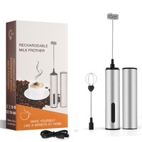 Batteur à œufs électrique multifonctionnel portatif, 4 fouets, mélangeur de café, batteur à crème, mousseur à lait, mélangeur de thé au lait pour mousse de lait