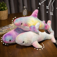Peluche requin Ah Wu colorée de 60 cm, coussin de chaise en coton, jouet en tissu, poupée de simulation, poupée de couchage, coussin de canapé