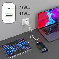 Cable de Carga Rápida PD de 25W con 2 Puertos, Enchufe Europeo Tipo C, con Protección OTP para Teléfono Móvil, Reloj Inteligente, Cámara y Dispositivos Médicos