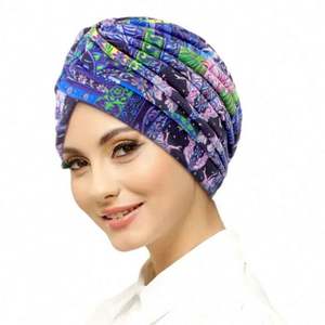 Wholesale Pattern Printed Outdoor Multifunction Head Wraps <b>Twist</b> Turban Knot Beanie Cap Polyester Elastic Women Headscarf - Product Image 5