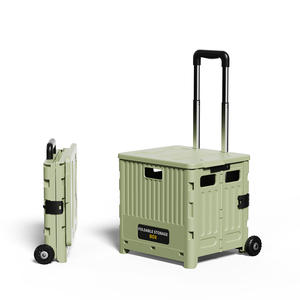 प्लास्टिक फोल्डेबल कार्ट पोर्टेबल बाजार ढहने वाली ट्रॉली शॉपिंग कार्ट, ढक्कन उपयोगिता किराना के साथ - Product Image 2