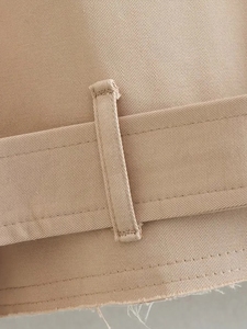 Haute qualité printemps Streetwear à manches longues avec ceinture bouton unique <span class=keywords><strong>court</strong></span> femmes recadrée <span class=keywords><strong>Trench</strong></span> <span class=keywords><strong>kaki</strong></span> revers vestes manteau - Product Image 4