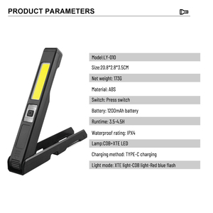 Lampe de travail <span class=keywords><strong>LED</strong></span> magnétique multifonctionnelle portable avec règle pour atelier, réparation automobile, rechargeable, COB, pliable - Product Image 6