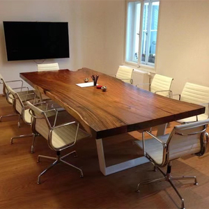 <span class=keywords><strong>Tavolo</strong></span> da Pranzo di Design Moderno in Lastra di Legno Massello di Noce con Bordo Naturale Irregolare - Product Image 6