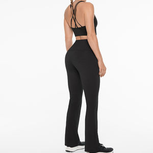 Taille haute Bootcut pantalons de Yoga pour femmes Leggings évasés poches entraînement décontracté salon cloche bas jambe <span class=keywords><strong>large</strong></span> pantalons de survêtement ensembles solides - Product Image 1