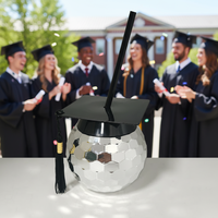 Nouvelle tasse de fête de remise des diplômes en PP écologique avec chapeau de bachelier noir, couleur personnalisable, paille miroir, qualité alimentaire sans BPA, vente en gros