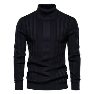 Pull tricoté décontracté à <span class=keywords><strong>col</strong></span> <span class=keywords><strong>roulé</strong></span> uni pour <span class=keywords><strong>homme</strong></span>, best-seller automne, chaud, personnalisable, directement de l'usine - Product Image 3