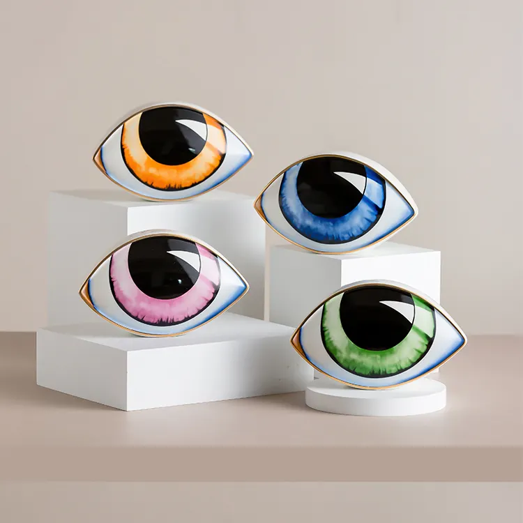 SYL modern porcelain home decoration creative gift ceramic luxury wedding decoration evil eyes table statue