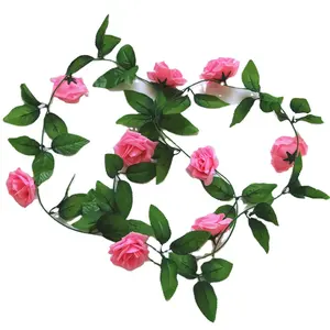 Rosa Artificial Guirlandas Subiu Plantas de Videira Hera Artificial Rose Vine Pendurado guirlanda de flores para o casamento de casa