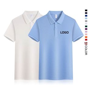 Camisas Polo de Algodón de Color Sólido con Logotipo Personalizado, Diseño de Marca para Hombre, Camisa Polo de Trabajo Personalizada, Camisa de Golf con Cuello Blanco - Product Image 1