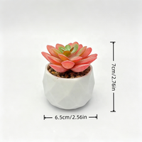 Set Tanaman Sukulen Buatan Dekorasi Rumah 3pcs Aneka Sukulen Palsu Hijau Pink PE Tampilan Alami Pot Kecil