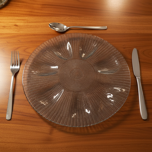 Piatto per Torte e <span class=keywords><strong>Pasticceria</strong></span> in Vetro con Motivo a Griglia, Durevole, Ecologico, Non Tossico, per Uso in Ristoranti e Hotel, Personalizzabile - Product Image 5