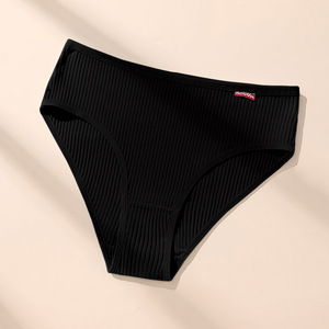 Tangas de algodón acanalado de cintura alta para <span class=keywords><strong>mujer</strong></span>, talla grande, sexy, de punto liso, estilo bestseller transfronterizo - Product Image 6
