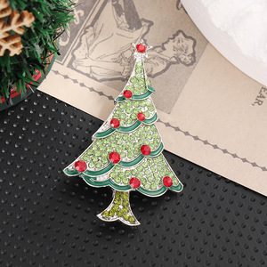 Christmas Tree Brooch Zinc Alloy Green <b>Red</b> Rhinestones Unisex Gift Jewelry - Product Image 3