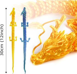2 Piezas de Dragón Chino Impreso en 3D de 12 Pulgadas, Juguete Antiestrés de Plástico para Adultos, Decoración para el Hogar y la Oficina, Animales y Dinosaurios en 3D - Product Image 2