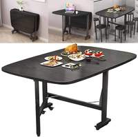 Table à manger pliante multifonctionnelle moderne en bois avec roulettes, assemblée, pour appartement, noire