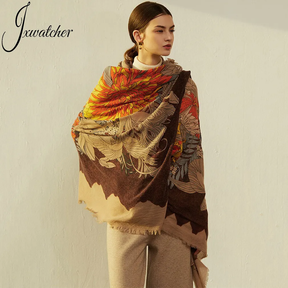 Großhandel Druck Pashmina Schals Große Kaschmir Schal Wraps Cape Soft Reise zubehör Frauen Winter 100% Kaschmir Schal