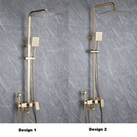 Ensemble de robinet de douche de bain de luxe en acier inoxydable système de pluie mélangeur d'eau chaude et froide cascade pommeaux de douche à main brosse or