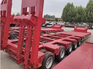 Wosheng as roda peralatan berat 3/4/5/6 dan truk trailer semi tempat tidur Rendah baja kontainer 20 kaki/40 kaki