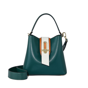New Style 2022 Fashion Bucket Designer Tote Messenger Bags Dark Green Genuine Women Leather Bag Gift - Product Image 4
