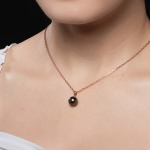 Bijoux fins aristocratiques européens collier femme designer <span class=keywords><strong>argent</strong></span> 925 France Tahiti collier <span class=keywords><strong>de</strong></span> perles noires naturelles pendentif - Product Image 4