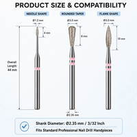 Nouvelle fraise à ongles en diamant en forme de flamme, vente chaude, pour nettoyage des cuticules, fraise rotative, logo personnalisé, kit de polissage pour manucure et pédicure pour salon de beauté