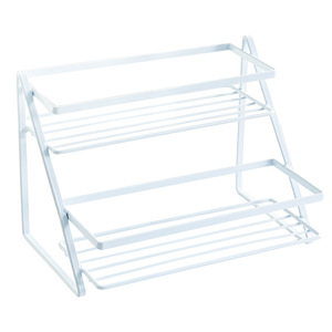 Double Layer Iron Storage Rack White <b>Desktop</b> Organizer For Makeup And Sundries - Product Image 3