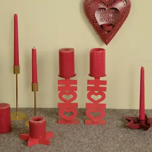 中式婚礼红色双欢乐烛台创意快乐字摆件现货批发锻铁烛台